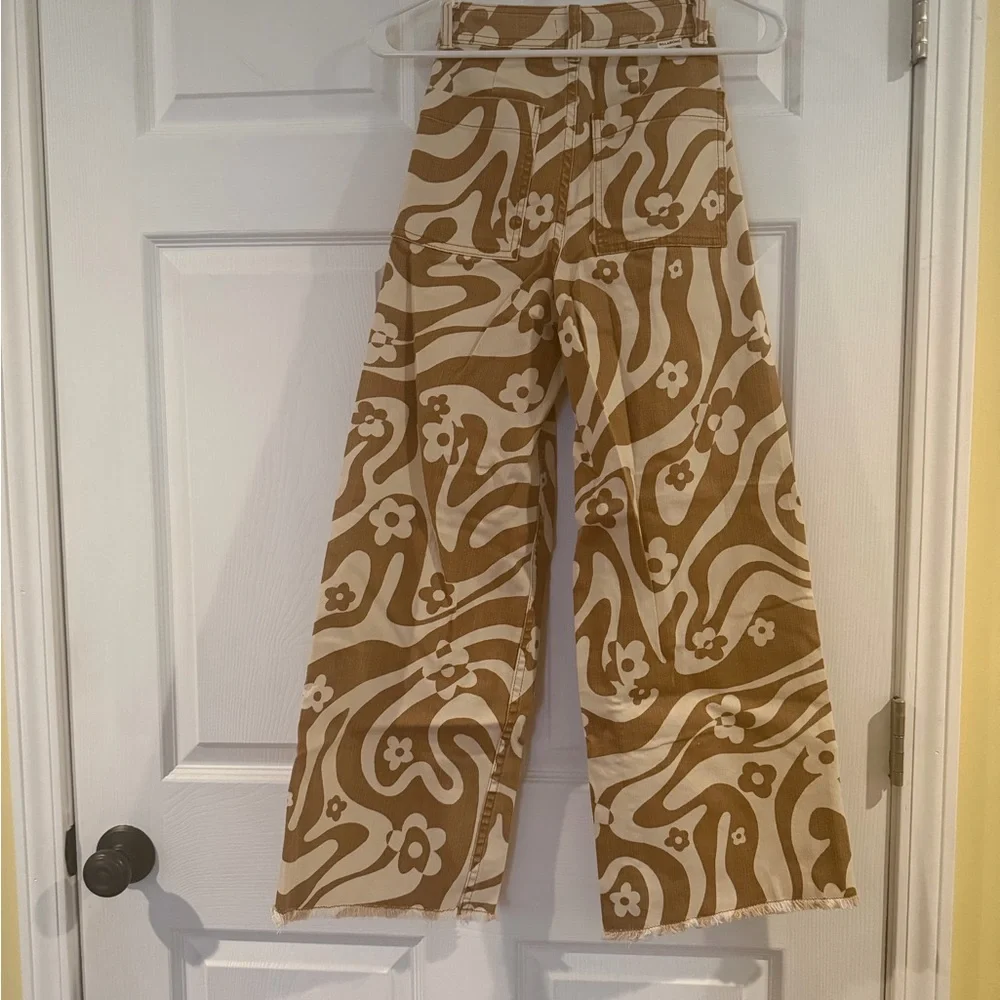 Billabong Cream and Brown Retro Print Pants - Picture 2 of 4